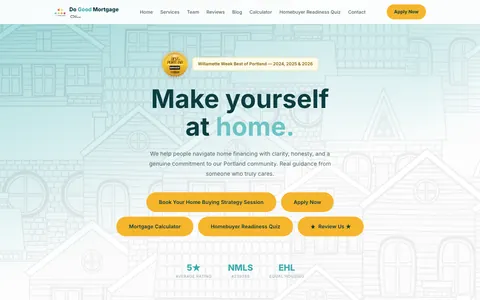 Homepage of the Do Good Mortgage website