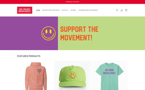 Homepage of the Do Good Recklessly website