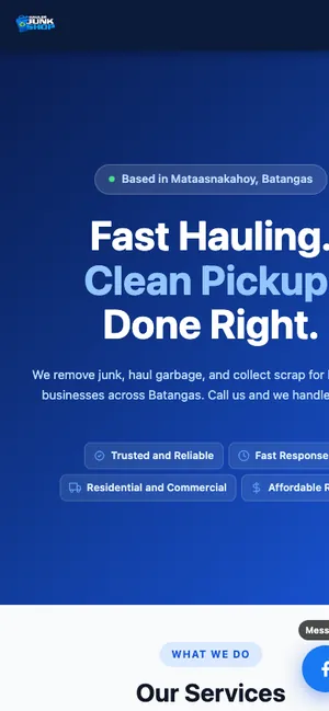 A small business website on a phone