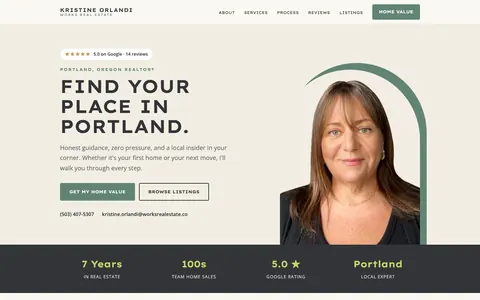 Homepage of the Kristine Orlandi website