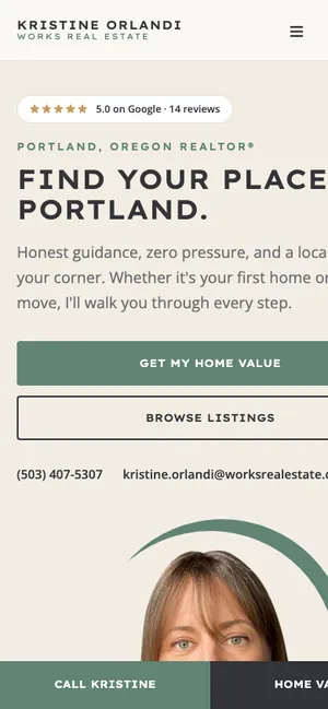 A Realtor website design by Do Good Marketing on a phone