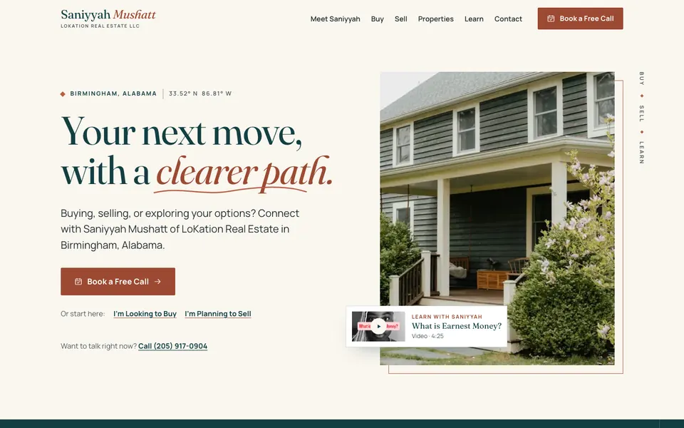 A Realtor website design on a desktop screen