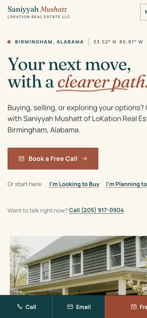 A Realtor website design on a phone